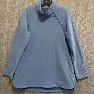 J McLaughlin Marisa Sweater Women Large Button High Neck Fleece Pullover Pockets
